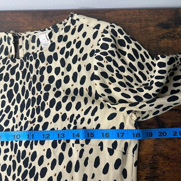 J.Crew Women's Animal Print Blouse Sz 2 Long Sleeve Leopard Old Money Neutral - Picture 8 of 9